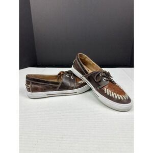 Reba By Justin Atoka Chocolate Leather Lace Up Ladies Boat Deck Shoes‎ Size 8.5